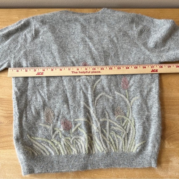SOLD WHITE + WARREN CARDIGAN S BEADED FLORAL LAMBSWOOL ANGORA RABBIT HAIR - Picture 9 of 13